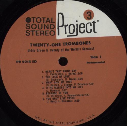 Urbie Green Twenty One Trombones vinyl LP album (LP record) US UA2LPTW669884