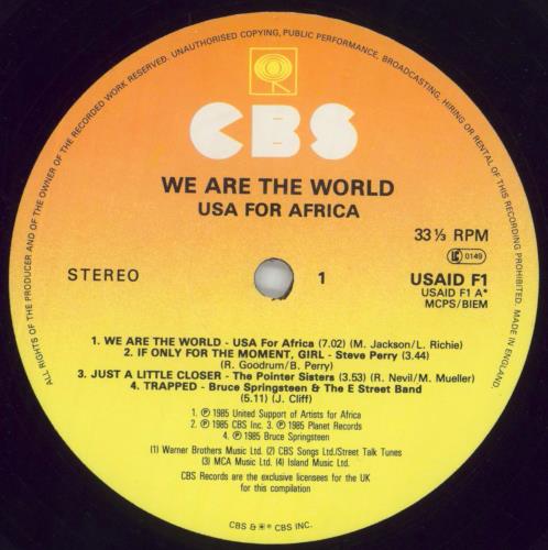 USA For Africa We Are The World + Insert vinyl LP album (LP record) UK UAFLPWE643861