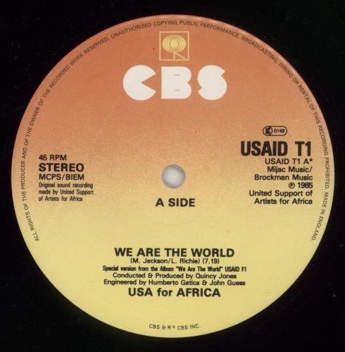 USA For Africa We Are The World 12" vinyl single (12 inch record / Maxi-single) UK UAF12WE102135