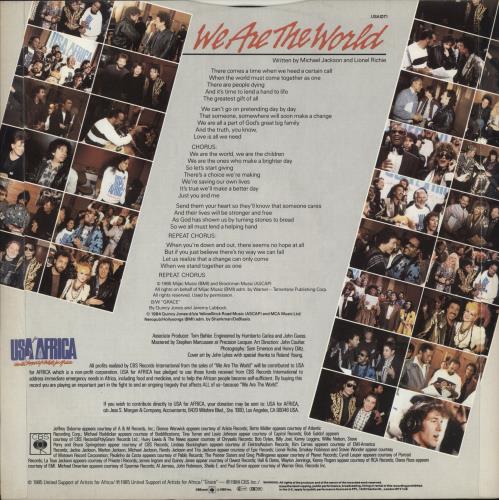 USA For Africa We Are The World 12" vinyl single (12 inch record / Maxi-single) UK UAF12WE102135