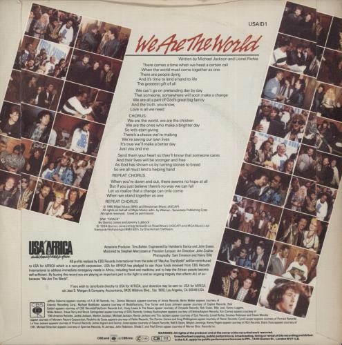 USA For Africa We Are The World 7" vinyl single (7 inch record / 45) UK UAF07WE98292