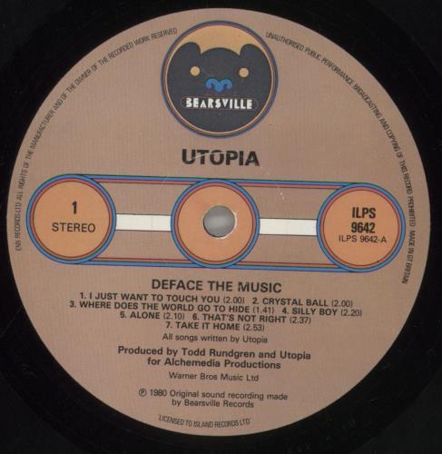 Utopia (US) Deface The Music vinyl LP album (LP record) UK UTOLPDE458612