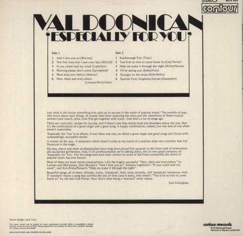 Val Doonican Especially For You vinyl LP album (LP record) UK VA2LPES799076