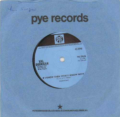 Val Doonican If I Knew Then What I Know Now - Solid 7" vinyl single (7 inch record / 45) UK VA207IF663597