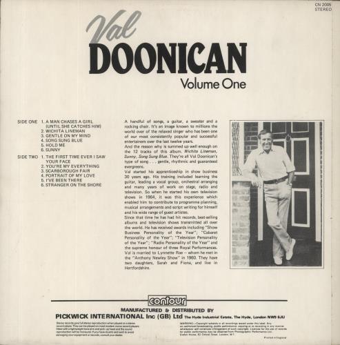 Val Doonican Volume One vinyl LP album (LP record) UK VA2LPVO858429