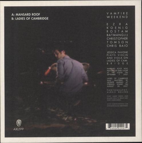 Vampire Weekend Mansard Roof 7" vinyl single (7 inch record / 45) UK VWE07MA577215