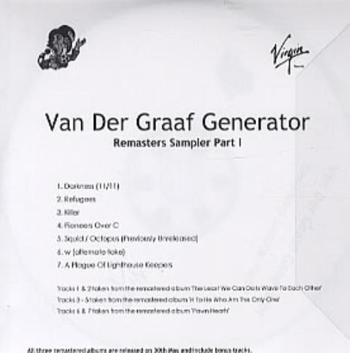 Van Der Graaf Generator Remasters Sampler Part 1 CD-R acetate UK VDGCRRE327096
