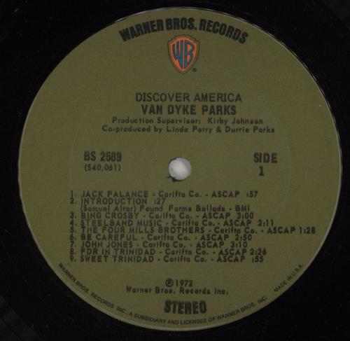 Van Dyke Parks Discover America vinyl LP album (LP record) US VDPLPDI871694