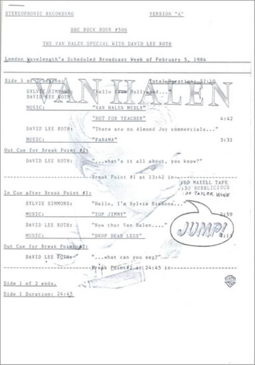 Van Halen BBC Rock Hour vinyl LP album (LP record) US VNHLPBB459979