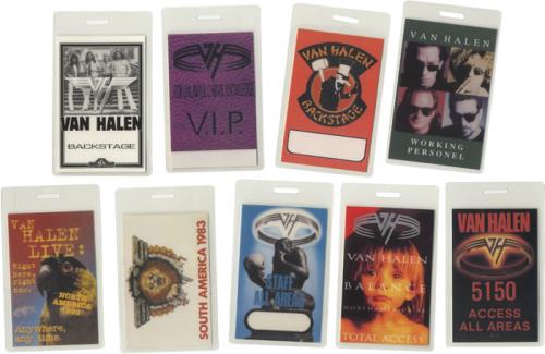 Van Halen Collection Of Nine Tour Laminates tour pass US VNHTPCO462508