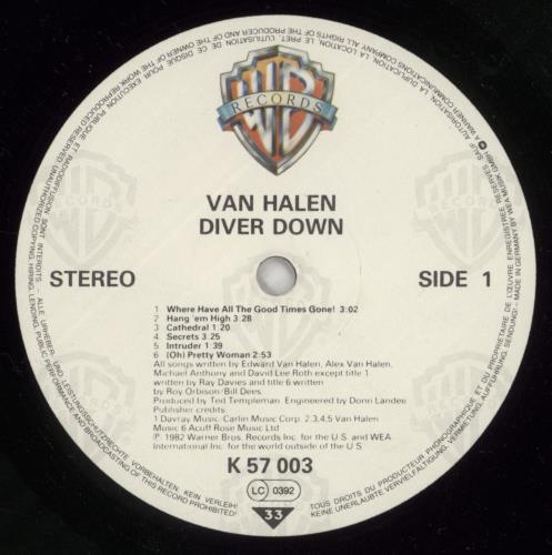 Van Halen Diver Down + inner vinyl LP album (LP record) German VNHLPDI363235