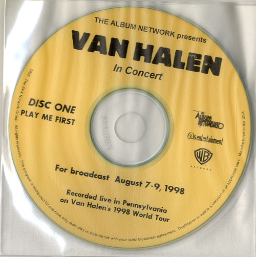 Van Halen In Concert CD-R acetate US VNHCRIN547412