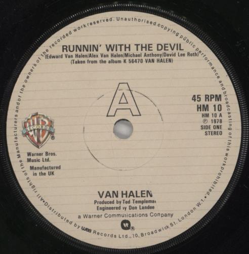 Van Halen Runnin' With The Devil - p/s 7" vinyl single (7 inch record / 45) UK VNH07RU159986