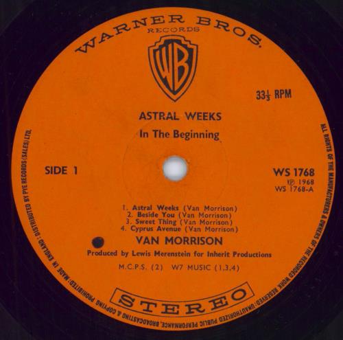 Van Morrison Astral Weeks - 1st - VG vinyl LP album (LP record) UK VMOLPAS765173