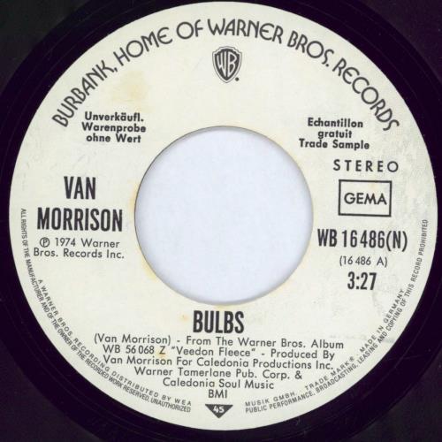 Van Morrison Bulbs + pr 7" vinyl single (7 inch record / 45) German VMO07BU771873