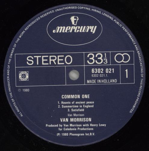 Van Morrison Common One vinyl LP album (LP record) Dutch VMOLPCO299997