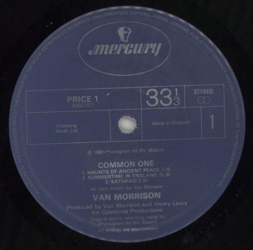 Van Morrison Common One vinyl LP album (LP record) UK VMOLPCO684618