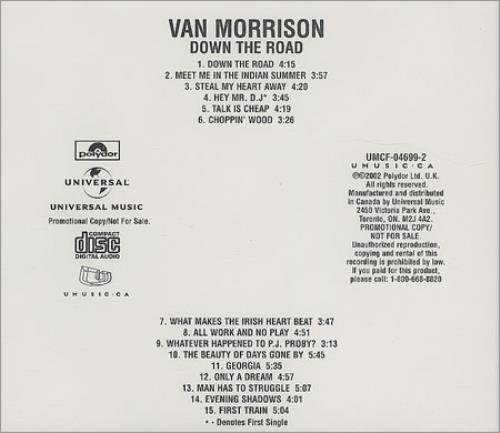 Van Morrison Down The Road CD album (CDLP) Canadian VMOCDDO365428