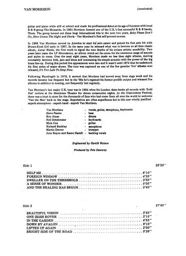 Van Morrison In Concert vinyl LP album (LP record) UK VMOLPIN229953