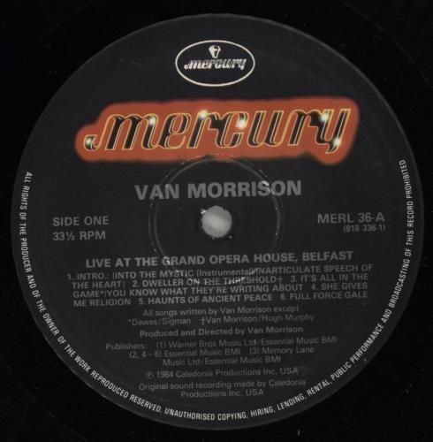 Van Morrison Live At The Grand Opera House Belfast vinyl LP album (LP record) UK VMOLPLI179376