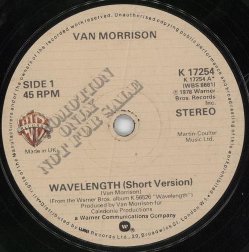 Van Morrison Wavelength 7" vinyl single (7 inch record / 45) UK VMO07WA797189