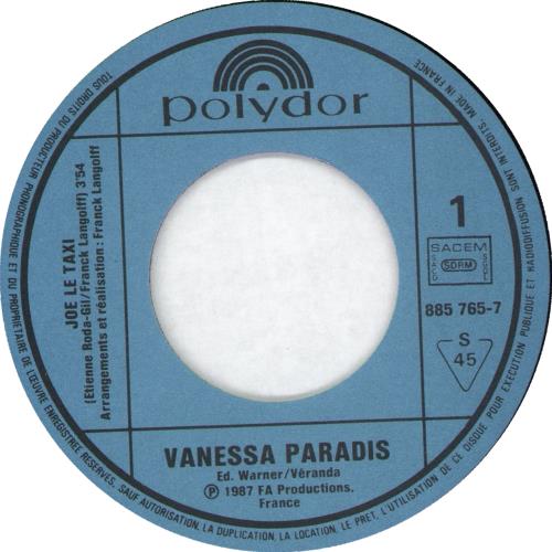 Vanessa Paradis Joe Le Taxi - Wide 7" vinyl single (7 inch record / 45) French VAN07JO726151