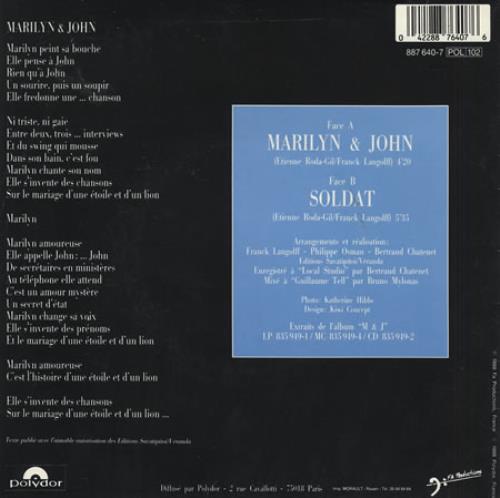 Vanessa Paradis Marilyn & John - First Issue 7" vinyl single (7 inch record / 45) French VAN07MA36046