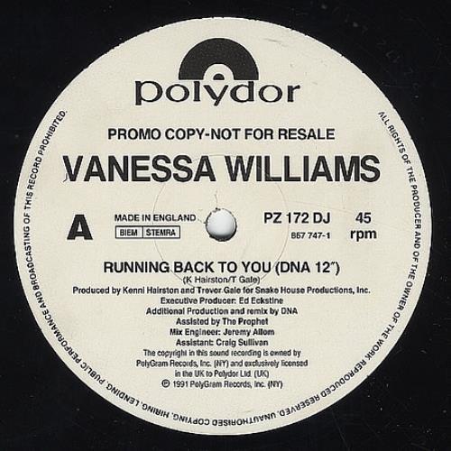 Vanessa Williams Running Back To You 12" vinyl single (12 inch record / Maxi-single) UK VNW12RU187535