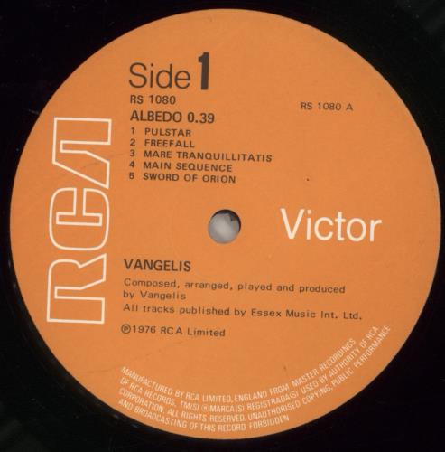 Vangelis Albedo 0.39 vinyl LP album (LP record) UK VGELPAL261041