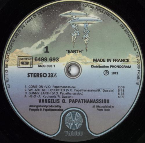 Vangelis Earth - EX vinyl LP album (LP record) French VGELPEA693233