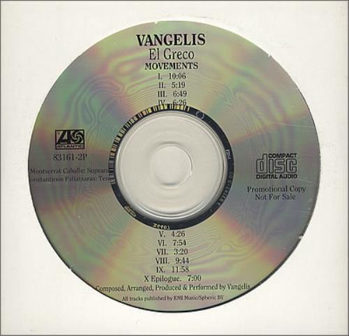 Vangelis El Greco CD album (CDLP) US VGECDEL187030