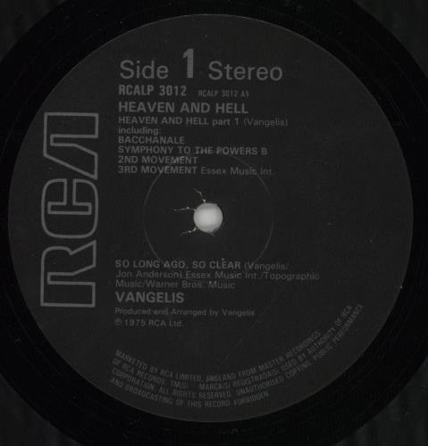 Vangelis Heaven And Hell vinyl LP album (LP record) UK VGELPHE690608