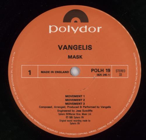 Vangelis Mask vinyl LP album (LP record) UK VGELPMA158360