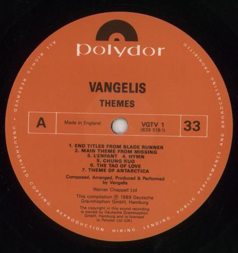 Vangelis Themes vinyl LP album (LP record) UK VGELPTH136992
