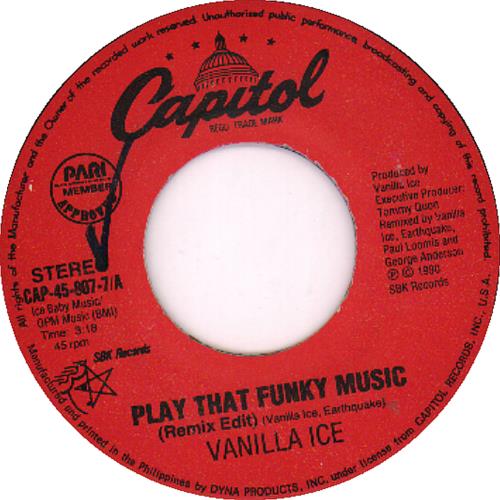 Vanilla Ice Play That Funky Music 7" vinyl single (7 inch record / 45) Philippino VCE07PL644506