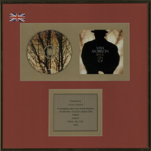 Van Morrison Back On Top in-house award disc UK VMOAIBA600924