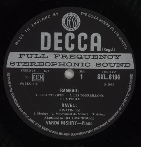 Varda Nishry Piano Recital vinyl LP album (LP record) UK 9E8LPPI887142