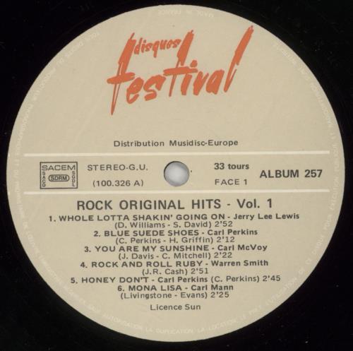 Various-50s/Rock & Roll/Rockabilly Rock 'N Roll (Rock Original Hits Vol. 1) vinyl LP album (LP record) French 50VLPRO867845