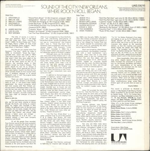 Various-50s/Rock & Roll/Rockabilly Sound Of The City - New Orleans, Where Rock' N Roll Began vinyl LP album (LP record) UK 50VLPSO708955