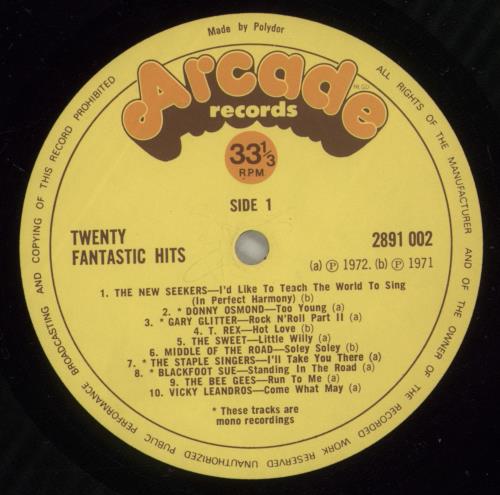 Various-60s & 70s 20 Fantastic Hits Volume Two vinyl LP album (LP record) UK SVALPFA293700