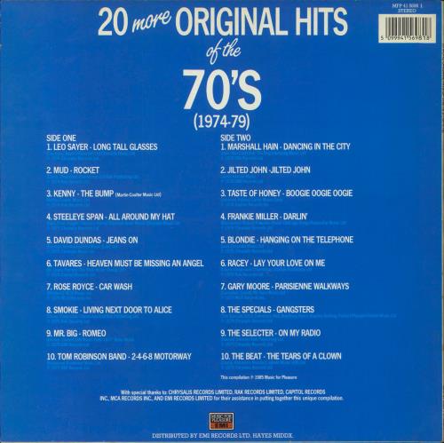 Various-60s & 70s 20 More Original Hits Of The 70's vinyl LP album (LP record) UK SVALPMO816631