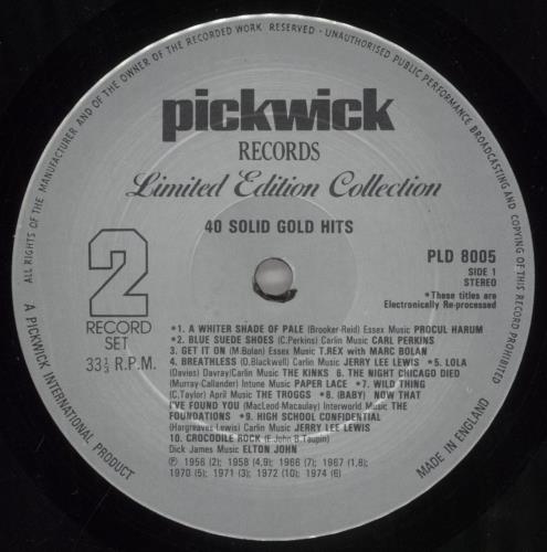 Various-60s & 70s 40 Solid Gold Hits 2-LP vinyl record set (Double LP Album) UK SVA2LSO558625