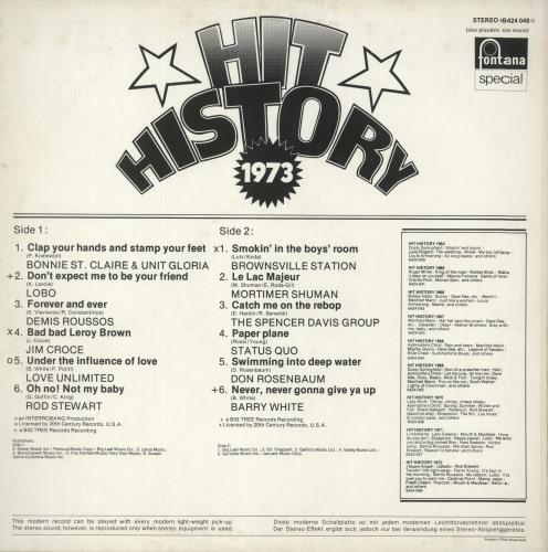 Various-60s & 70s Hit History 1973 vinyl LP album (LP record) Dutch SVALPHI864413