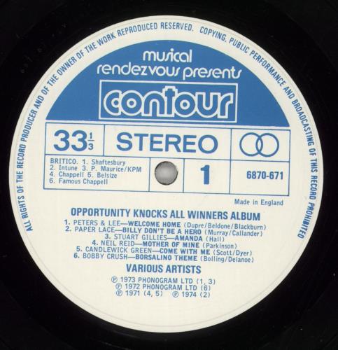 Various-60s & 70s Opportunity Knocks - All Winners vinyl LP album (LP record) UK SVALPOP864419