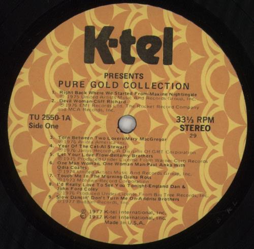 Various-60s & 70s Pure Gold Collection (Volume One) vinyl LP album (LP record) US SVALPPU851958