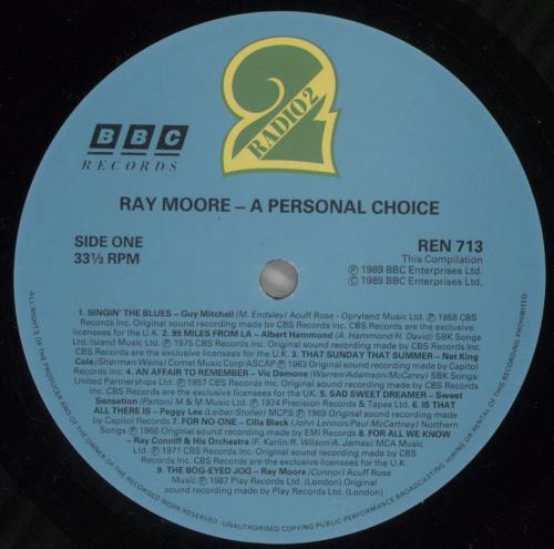 Various-60s & 70s Ray Moore A Personal Choice vinyl LP album (LP record) UK SVALPRA879248