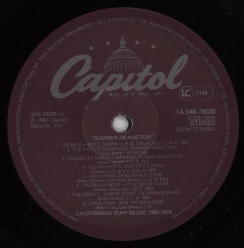 Various-60s & 70s Summer Means Fun-Californian Surf Music vinyl LP album (LP record) Dutch SVALPSU877249