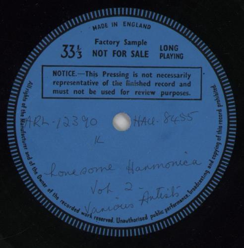 Various-Blues & Gospel Blues Obscurities Volume Two: Lonesome Harmonica - Test Pressing vinyl LP album (LP record) UK V-BLPBL863127