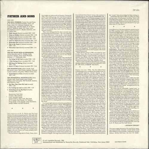 Various-Blues & Gospel Father And Sons vinyl LP album (LP record) US V-BLPFA727535