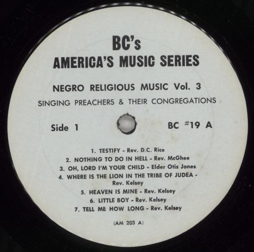 Various-Blues & Gospel Negro Religious Music Vol. 3 - Singing Preachers And Their Congregations vinyl LP album (LP record) US V-BLPNE880225